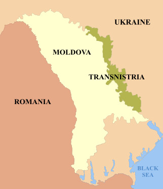 Transnistrië beslaat de groene strook grenzend aan Oekraïne, Bogdan Giuşcă,,Wikimedia Commons