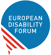 Logo European Disability Forum dat zetelt in Brussel