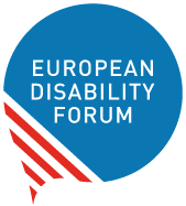 Logo European Disability Forum dat zetelt in Brussel